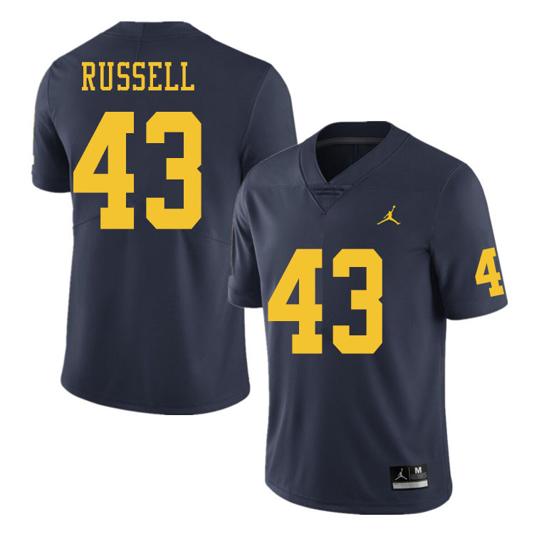 Men #43 Andrew Russell Michigan Wolverines College Football Jerseys Sale-Navy
